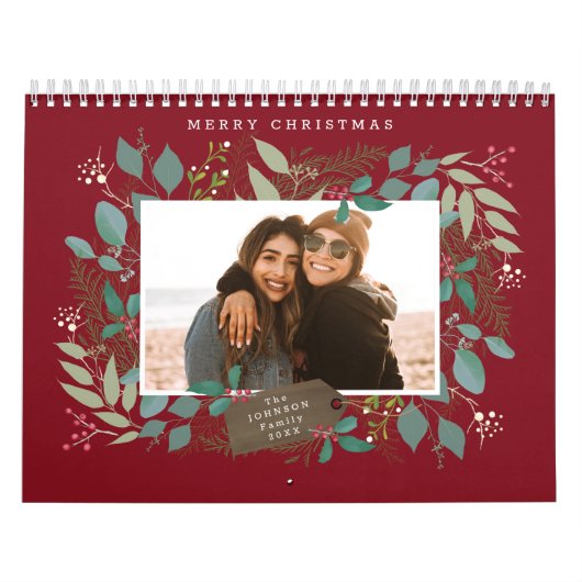 Kerstcadeau Winter Foliage Red Green Photo Kalender (Hoes)