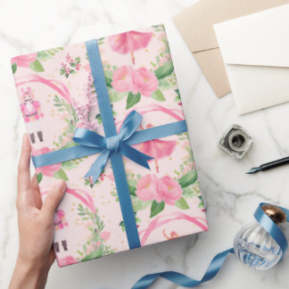 Kerstcadeau Wrap Roze Notenkraker en Ballerina Cadeaupapier