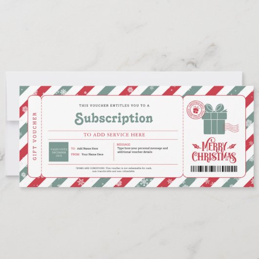 Kerstcadeaubon abonnementsdienst kaart (Voorkant)