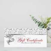 kerstcadeaubon Detailhandel Floral Red Silve (Staand voorkant)