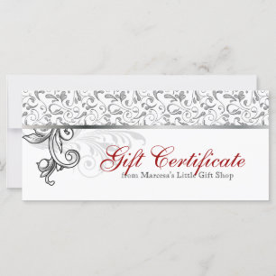 kerstcadeaubon Detailhandel Floral Red Silve