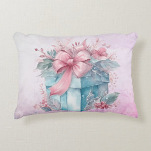 Kerstcadeaudoos in Bleek blauw en roze lint Accent Kussen