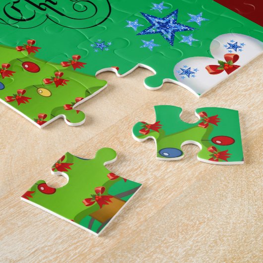 kerstcadeaudoos voor kinderen donkergroen legpuzzel (Zijkant)