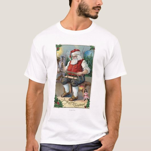 kerstcadeaugebouwSanta Building Sled T-shirt (Voorkant)
