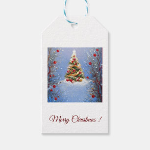 Kerstcadeaukaartjes Versierde kerstboom Cadeaulabel