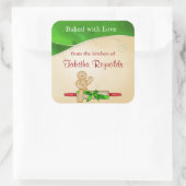 kerstcadeaulabel Gingerbrood Man Vierkante Sticker (Tas)