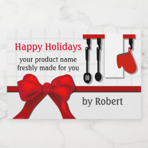 Kerstcadeaulabel met kerstcadeau voedselcontainer etiket