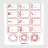 Kerstcadeaulabel Rood en wit Sticker (Vel)