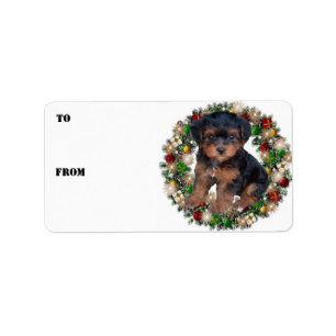 kerstcadeaulabels in Yorkshire Terrier Gift Etiket