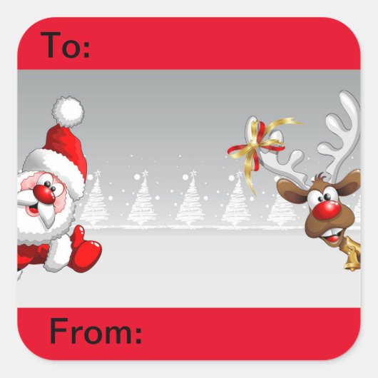 kerstcadeaulabels vierkante sticker (Voorkant)