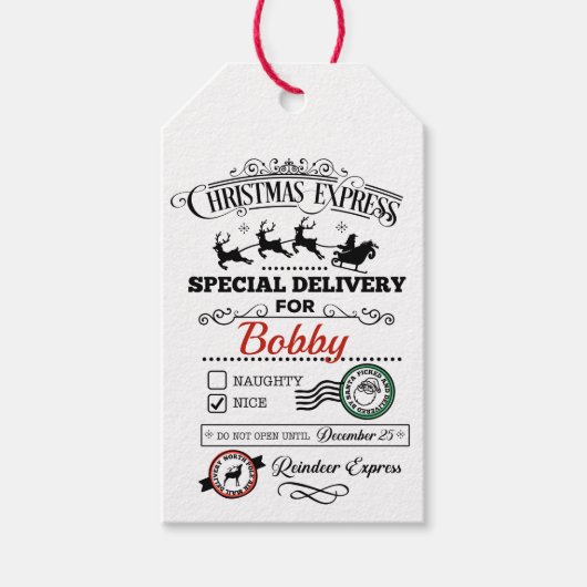 kerstcadeaunaam voor kerstcadeautjes voor de kerst cadeaulabel (Voorkant)