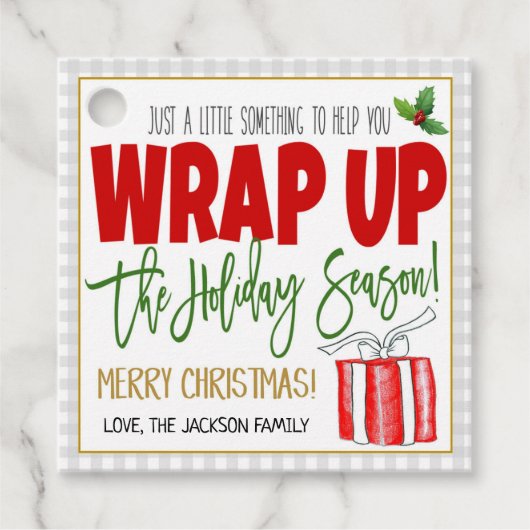 kerstcadeaupapier Label met cadeau (Voorkant)