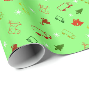 Kerstcadeaupapier met grote vrachtwagens voor de f cadeaupapier
