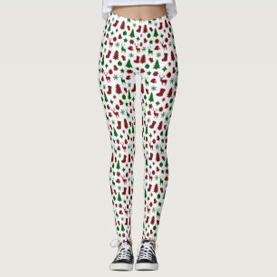 kerstcadeaupapier met kerstbomen die de pan uit go leggings