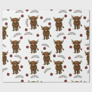 Kerstcadeaupapier met Schotse Hooglanders Cadeaupapier