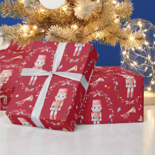 Kerstcadeaupapier met speelgoedsoldaat uit grootmo cadeaupapier