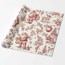 Kerstcadeaupapier met vintage rode toile