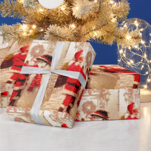 Kerstcadeaupapier met vintage Sint Nicolaas Cadeaupapier