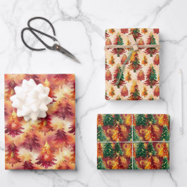 Kerstcadeaupapier Set van 3 ontwerpen Inpakpapier Vel