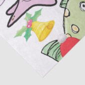 kerstcadeaupapier Shark Fish Snowman Tissuepapier (Detail)