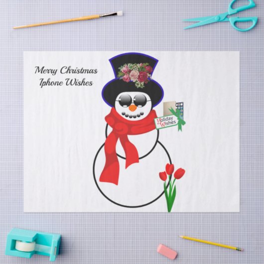 kerstcadeaupapier, Snowman Iphone 11pro Tissuepapier (Craft)