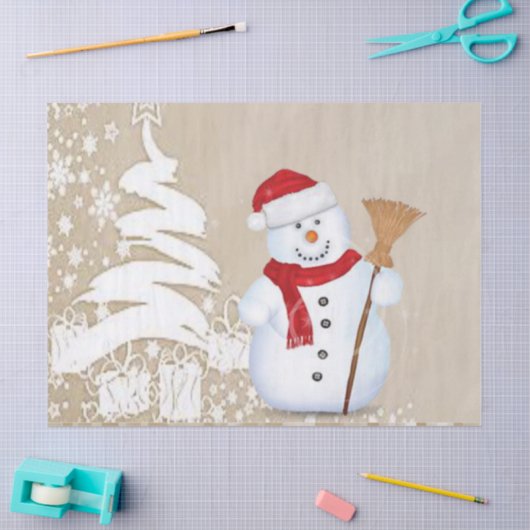 kerstcadeaupapier, Snowman Tissuepapier (Craft)