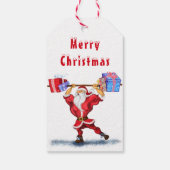 kerstcadeaus Bodybuilder kerstman met cadeaus Cadeaulabel (Achterkant)