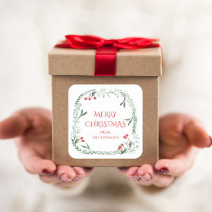 kerstcadeaus, cadeaubonnen, Labels, feestdag Vierkante Sticker
