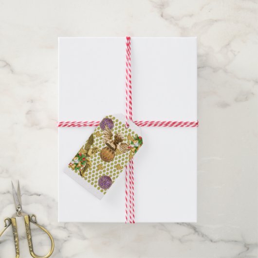 kerstcadeaus Gold Angel Cadeaulabel (Met Touw)