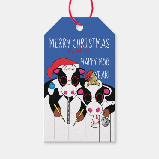 Kerstcadeaus Happy Moo Jaar Cadeaulabel (Voorkant)