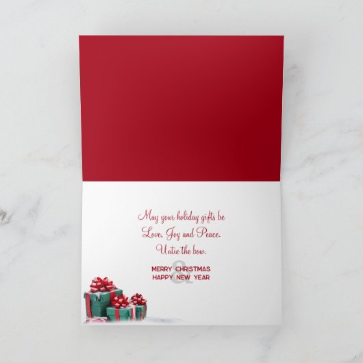 Kerstcadeaus in de sneeuw feestdagen kaart (Binnen)