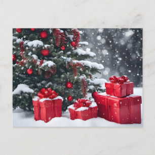Kerstcadeaus in de sneeuw feestdagenkaart