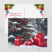 Kerstcadeaus in de sneeuw feestdagenkaart (Voorkant / Achterkant)