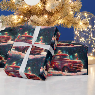 kerstcadeaus Kerstrood vrachtwagen Cadeaupapier