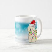 kerstcadeaus met kersttaartje Santa Hat Bichon Fri Koffiemok (Voorkant rechts)