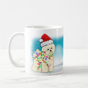 kerstcadeaus met kersttaartje Santa Hat Bichon Fri Koffiemok