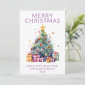 Kerstcadeaus Paarse vakantie Kaart (Staand voorkant)