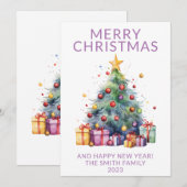 Kerstcadeaus Paarse vakantie Kaart (Voorkant / Achterkant)