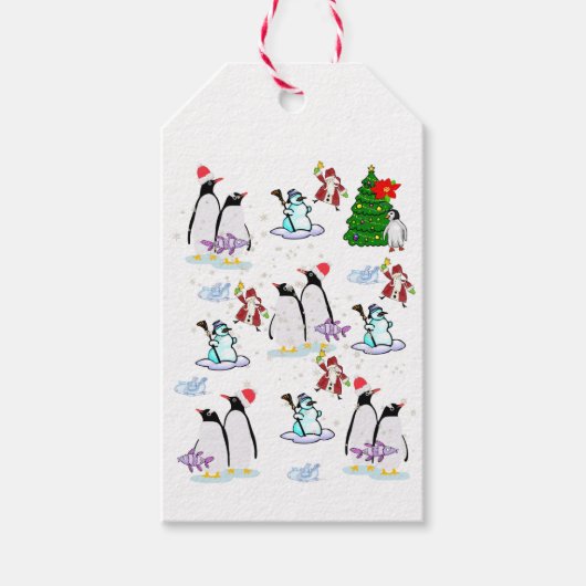 kerstcadeaus Penguin Fish Snowman Cadeaulabel (Voorkant)