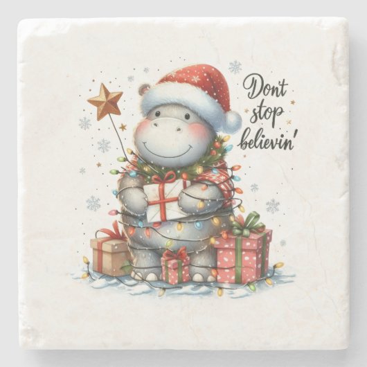 Kerstcadeaus stoppen niet met geloven stenen onderzetter (Voorkant)