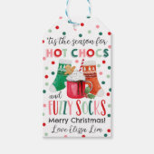 Kerstcadeautag 'hete choco en pluizige sokken' cadeaulabel (Voorkant)