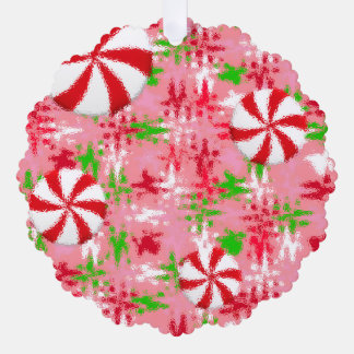 Kerstcadeautag met pepermuntzwirling ornament kaart