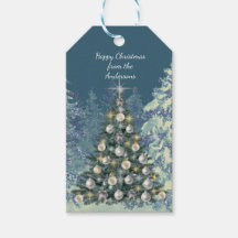 Kerstcadeautag - Stijlvolle winterse scène