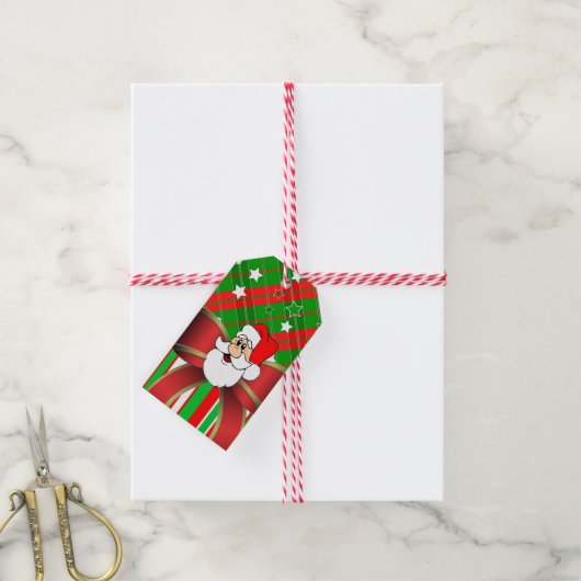 Kerstcadeautags Kerstman Cadeaulabel (Met Touw)