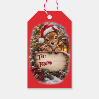 Kerstcadeautags met babyherten cadeaulabel