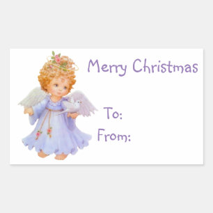 Kerstcadeautags/rechthoekige Stickers/Angel Rechthoekige Sticker