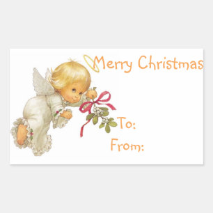 Kerstcadeautags/rechthoekige Stickers/Angel Rechthoekige Sticker