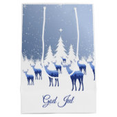 Kerstcadeautas Blauwe Hert God Jul Medium Cadeauzakje (Achterkant)