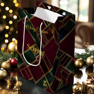 Kerstcadeautas Luxe Geometrisch Goud Patroon Medium Cadeauzakje