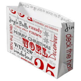 kerstcadeautas met groot cadeautje - glanzend large cadeautasje